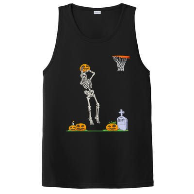 Funny Skeleton Basketball Halloween Pumpkin PosiCharge Competitor Tank