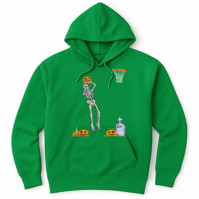 Funny Skeleton Basketball Halloween Pumpkin Hoodie