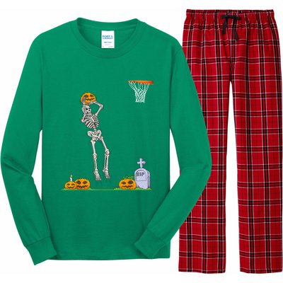 Funny Skeleton Basketball Halloween Pumpkin Long Sleeve Pajama Set