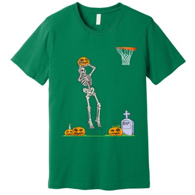 Funny Skeleton Basketball Halloween Pumpkin Premium T-Shirt