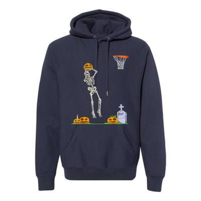 Funny Skeleton Basketball Halloween Pumpkin Premium Hoodie