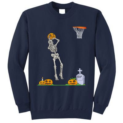 Funny Skeleton Basketball Halloween Pumpkin Tall Sweatshirt