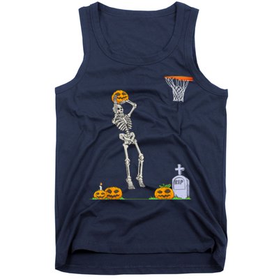 Funny Skeleton Basketball Halloween Pumpkin Tank Top