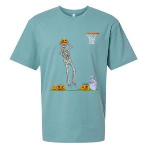 Funny Skeleton Basketball Halloween Pumpkin Sueded Cloud Jersey T-Shirt