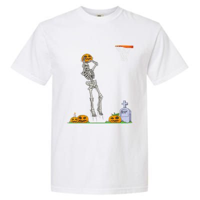 Funny Skeleton Basketball Halloween Pumpkin Garment-Dyed Heavyweight T-Shirt