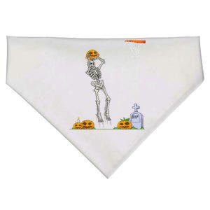 Funny Skeleton Basketball Halloween Pumpkin USA-Made Doggie Bandana