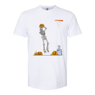 Funny Skeleton Basketball Halloween Pumpkin Softstyle CVC T-Shirt