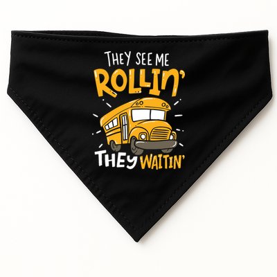 Funny School Bus Driver They See Me Rollin' They Waitin' USA-Made Doggie Bandana