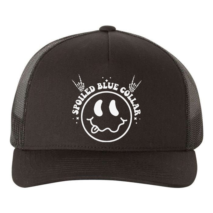 Funny Spoiled By My Blue Collar Wife Groovy Yupoong Adult 5-Panel Trucker Hat