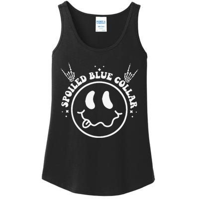 Funny Spoiled By My Blue Collar Wife Groovy Ladies Essential Tank