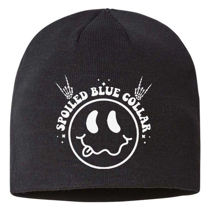 Funny Spoiled By My Blue Collar Wife Groovy Sustainable Beanie