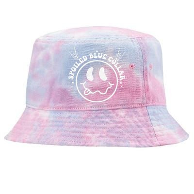 Funny Spoiled By My Blue Collar Wife Groovy Tie-Dyed Bucket Hat