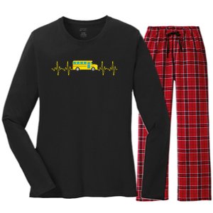 Funny School Bus Art For School Bus Driver Driving Women's Long Sleeve Flannel Pajama Set 