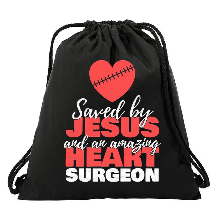 Funny Saved By Jesus Heart Surgeon Surgery Survivor Drawstring Bag
