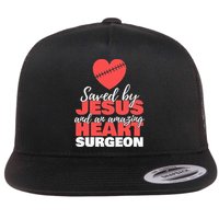 Funny Saved By Jesus Heart Surgeon Surgery Survivor Flat Bill Trucker Hat