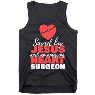 Funny Saved By Jesus Heart Surgeon Surgery Survivor Tank Top