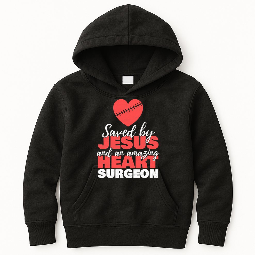Funny Saved By Jesus Heart Surgeon Surgery Survivor Kids Hoodie