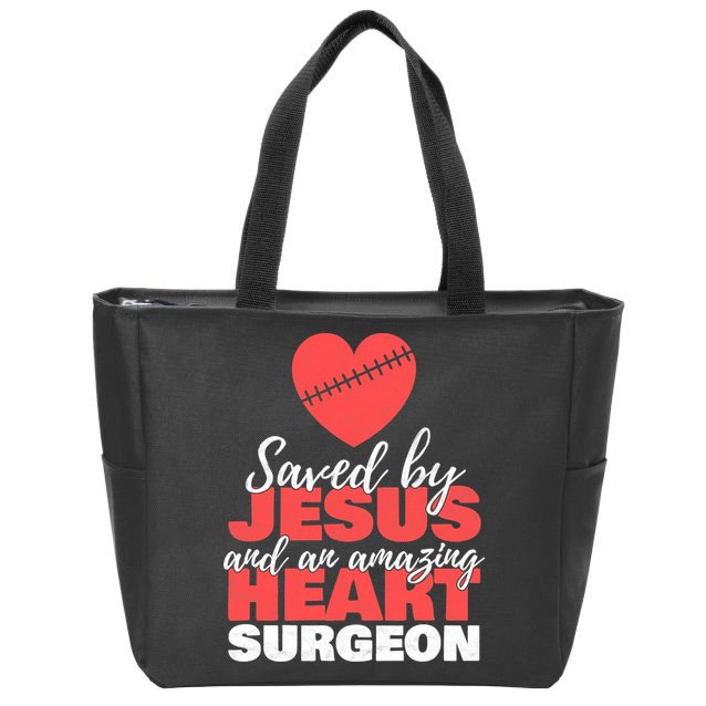 Funny Saved By Jesus Heart Surgeon Surgery Survivor Zip Tote Bag