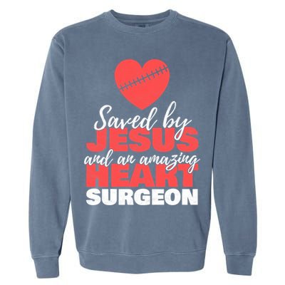 Funny Saved By Jesus Heart Surgeon Surgery Survivor Garment-Dyed Sweatshirt