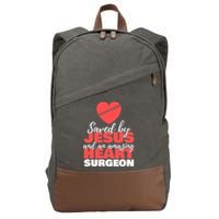 Funny Saved By Jesus Heart Surgeon Surgery Survivor Cotton Canvas Backpack