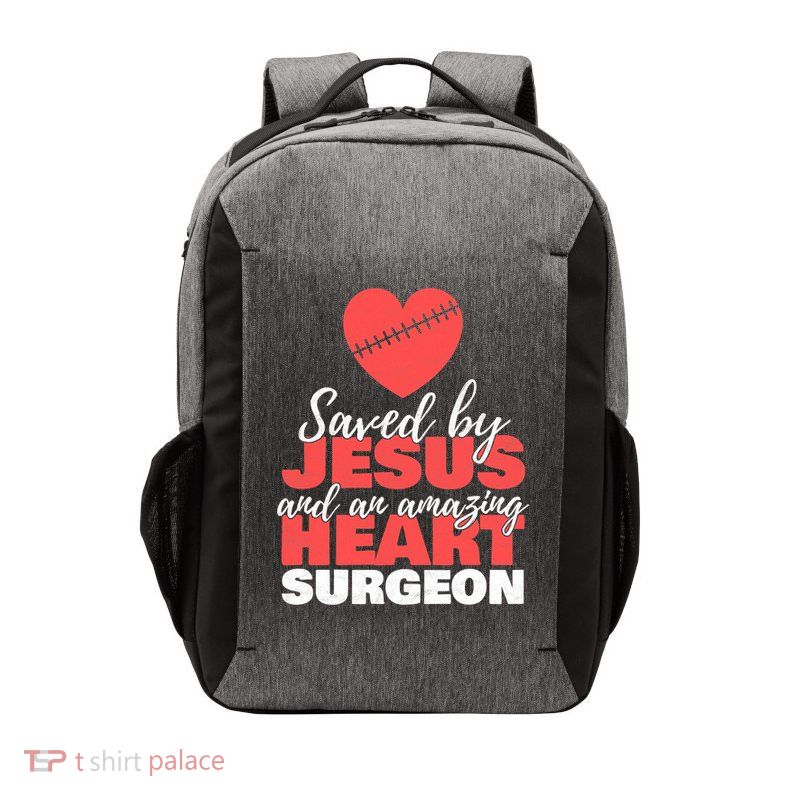 Funny Saved By Jesus Heart Surgeon Surgery Survivor Vector Backpack
