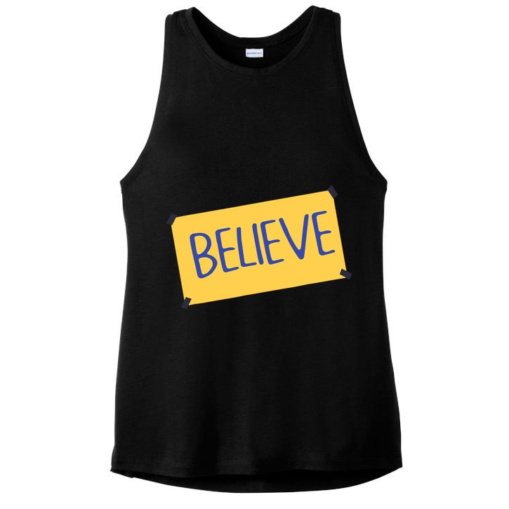 Funny Soccer Believe Faith Coach Richmond Lasso Believe Ladies PosiCharge Tri-Blend Wicking Tank