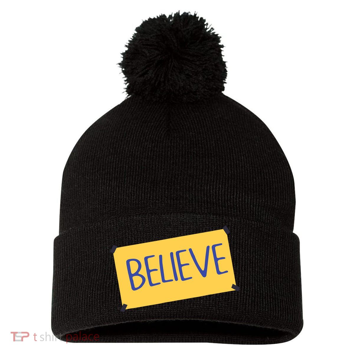 Funny Soccer Believe Faith Coach Richmond Lasso Believe Pom Pom 12in Knit Beanie