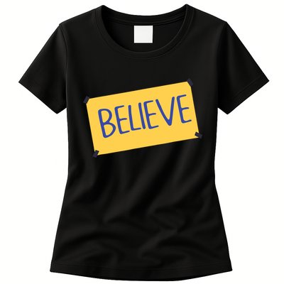 Funny Soccer Believe Faith Coach Richmond Lasso Believe Womens T-Shirt