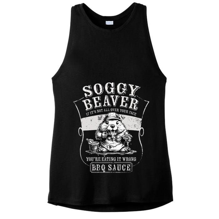 Funny Soggy Beaver Bbq If ItS Not All Over Your Face Ladies PosiCharge Tri-Blend Wicking Tank