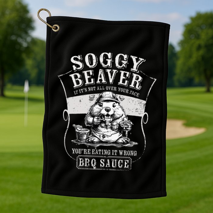 Funny Soggy Beaver Bbq If ItS Not All Over Your Face Golf Towel