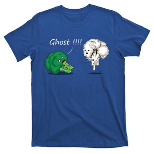 Funny Scared Broccoli By Ghost Cauliflower Funny Vegetarian Gift T-Shirt