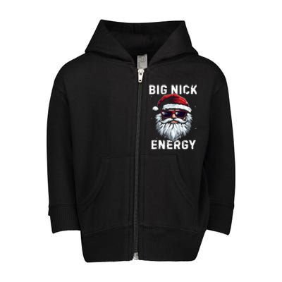 Funny Santa Big Nick Energy Santa Face Merry Christmas Toddler Zip Fleece Hoodie