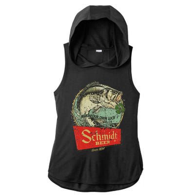 Fishing Schmidt Beer Make Your Own Luck 1894 Vintage Ladies PosiCharge Tri-Blend Wicking Draft Hoodie Tank