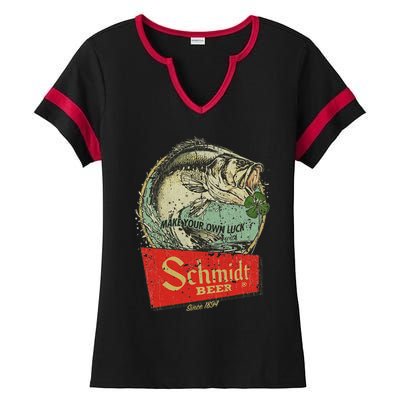 Fishing Schmidt Beer Make Your Own Luck 1894 Vintage Ladies Halftime Notch Neck Tee