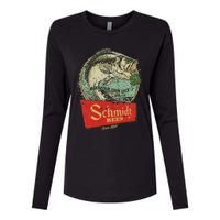 Fishing Schmidt Beer Make Your Own Luck 1894 Vintage Womens Cotton Relaxed Long Sleeve T-Shirt