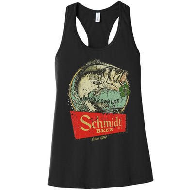 Fishing Schmidt Beer Make Your Own Luck 1894 Vintage Women's Racerback Tank