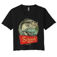 Fishing Schmidt Beer Make Your Own Luck 1894 Vintage Women's Crop Top Tee