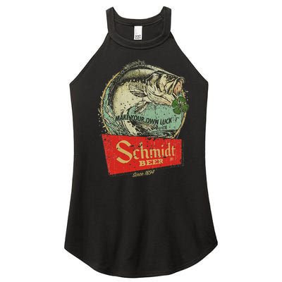 Fishing Schmidt Beer Make Your Own Luck 1894 Vintage Women's Perfect Tri Rocker Tank