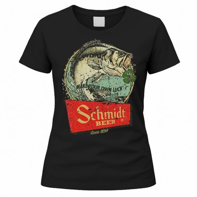 Fishing Schmidt Beer Make Your Own Luck 1894 Vintage Women's T-Shirt