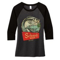 Fishing Schmidt Beer Make Your Own Luck 1894 Vintage Women's Tri-Blend 3/4-Sleeve Raglan Shirt