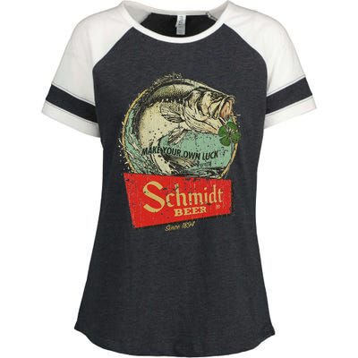 Fishing Schmidt Beer Make Your Own Luck 1894 Vintage Enza Ladies Jersey Colorblock Tee