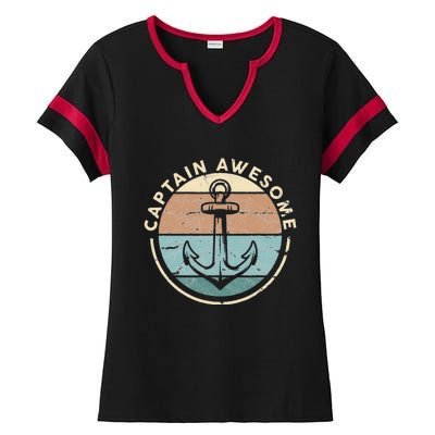 Funny Sailing Boating Sailor Boat Captain Awesome Ladies Halftime Notch Neck Tee