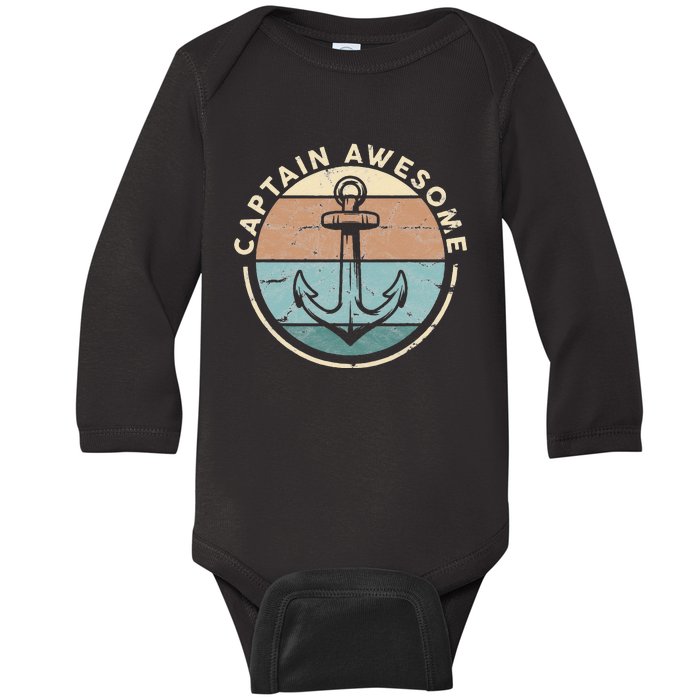 Funny Sailing Boating Sailor Boat Captain Awesome Baby Long Sleeve Bodysuit