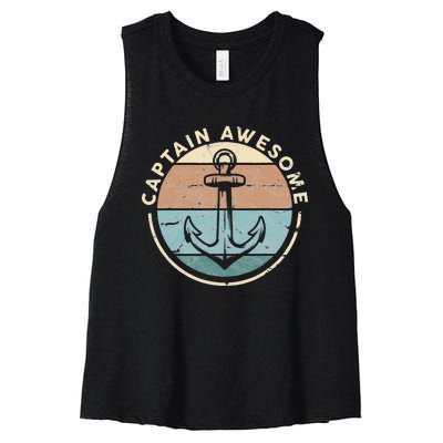 Funny Sailing Boating Sailor Boat Captain Awesome Women's Racerback Cropped Tank