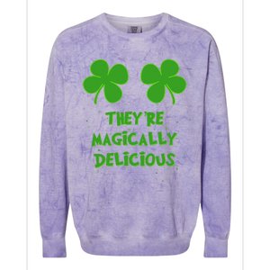 Funny Shamrock Boobs Saint St. Patrick's Paddys Day Irish Colorblast Crewneck Sweatshirt