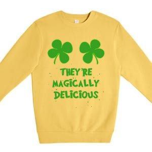 Funny Shamrock Boobs Saint St. Patrick's Paddys Day Irish Premium Crewneck Sweatshirt