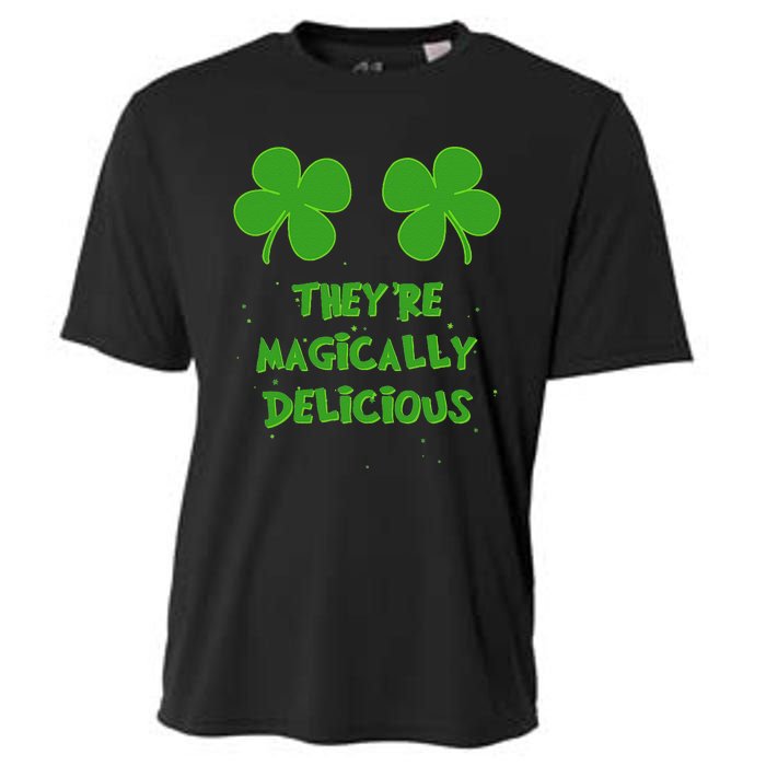 Funny Shamrock Boobs Saint St. Patrick's Paddys Day Irish Cooling Performance Crew T-Shirt