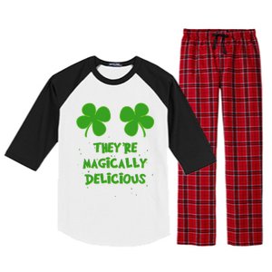 Funny Shamrock Boobs Saint St. Patrick's Paddys Day Irish Raglan Sleeve Pajama Set