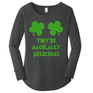 Funny Shamrock Boobs Saint St. Patrick's Paddys Day Irish Women's Perfect Tri Tunic Long Sleeve Shirt