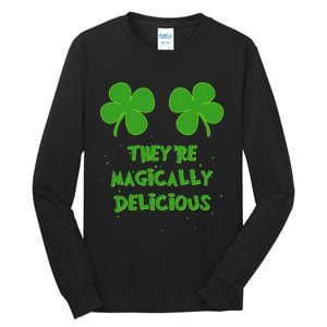 Funny Shamrock Boobs Saint St. Patrick's Paddys Day Irish Tall Long Sleeve T-Shirt